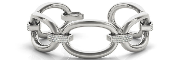 White gold Pavé Round Stone Link Bracelet with Channel Setting