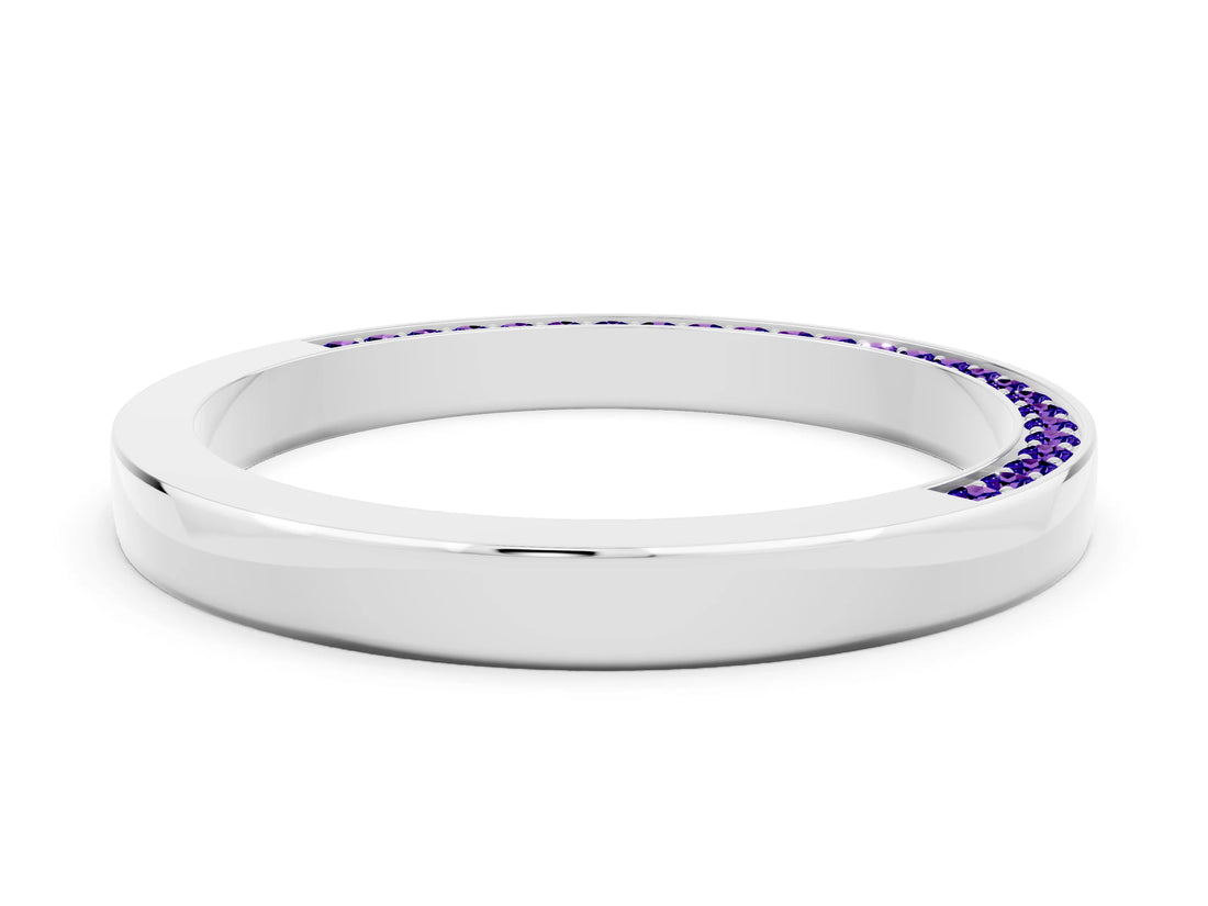 White gold Pavé Round Tanzanite Channel Set Band_18