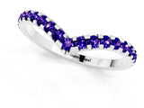 White gold Pavé Round Tanzanite Chevron Band with Shared Prong Setting_7