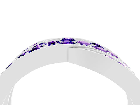 White gold Pavé Round Tanzanite Crossover Band with Bead Prong Setting_10