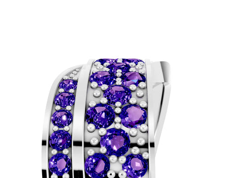 White gold Pavé Round Tanzanite Crossover Band with Bead Prong Setting_11
