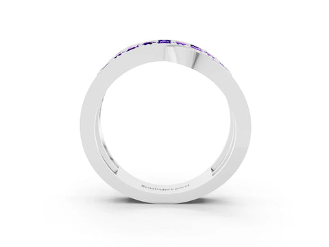 White gold Pavé Round Tanzanite Crossover Band with Bead Prong Setting_9