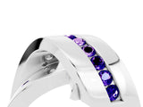 White gold Pavé Round Tanzanite Crossover Band with Channel Setting_10