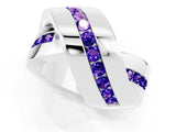 White gold Pavé Round Tanzanite Crossover Band with Channel Setting_7