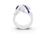 White gold Pavé Round Tanzanite Crossover Band with Channel Setting_9