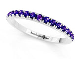 White gold Pavé Round Tanzanite Half Eternity Band with Shared Prong Setting_7