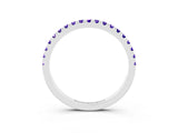 White gold Pavé Round Tanzanite Half Eternity Band with Shared Prong Setting_9
