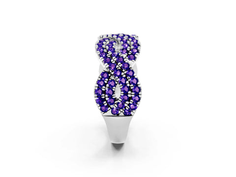 White gold Pavé Round Tanzanite Infinity Twist Band with Shared Prong Setting_8