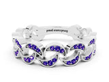 White gold Pavé Round Tanzanite Interlocking Eternity Band with Bezel Prong Setting_6