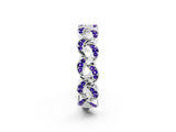 White gold Pavé Round Tanzanite Interlocking Eternity Band with Bezel Prong Setting_8