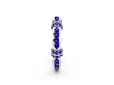 White gold Pavé Round Tanzanite Link Band with Bezel Setting_20