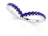 White gold Pavé Round Tanzanite V-Shaped Chevron Band with Shared Prong Setting_7