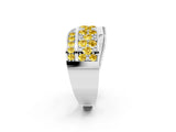 White gold Pavé Round Yellow Sapphire Crossover Band with Bead Prong Setting_8
