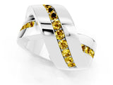 White gold Pavé Round Yellow Sapphire Crossover Band with Channel Setting_19