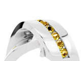 White gold Pavé Round Yellow Sapphire Crossover Band with Channel Setting_22