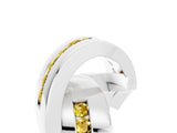 White gold Pavé Round Yellow Sapphire Crossover Band with Channel Setting_23