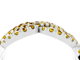 White gold Pavé Round Yellow Sapphire Infinity Twist Band with Shared Prong Setting_16