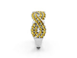 White gold Pavé Round Yellow Sapphire Infinity Twist Band with Shared Prong Setting_8