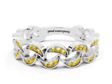 White gold Pavé Round Yellow Sapphire Interlocking Eternity Band with Bezel Prong Setting_6