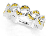 White gold Pavé Round Yellow Sapphire Interlocking Eternity Band with Bezel Prong Setting_7