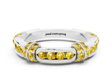 White gold Pavé Round Yellow Sapphire Link Band with Bezel Setting_18
