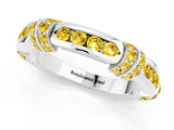 White gold Pavé Round Yellow Sapphire Link Band with Bezel Setting_31