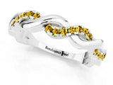 White gold Pavé Round Yellow Sapphire Twist Eternity Band with Shared Prong Setting_43