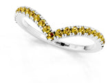 White gold Pavé Round Yellow Sapphire V-Shaped Chevron Band with Shared Prong Setting_30