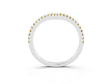 White gold Pavé Round Yellow Sapphire V-Shaped Chevron Band with Shared Prong Setting_32