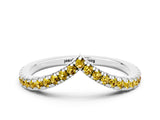 White gold Pavé Round Yellow Sapphire V-Shaped Chevron Band with Shared Prong Setting_41