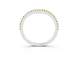 White gold Pavé Round Yellow Sapphire V-Shaped Chevron Band with Shared Prong Setting_45