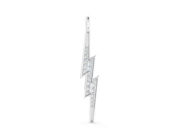 Silver Pavé Set Lightning Bolt Pendant with Round Cut Stones