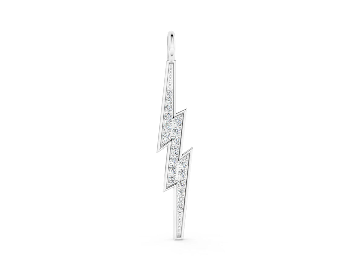 White gold Pavé Set Lightning Bolt Pendant with Round Cut Stones_8