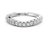 White gold Pavé Set Round Diamond Curved Band with Shared Prong Setting_12