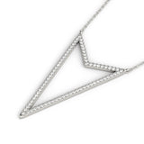 White gold Pavé Set Round Diamond V-Shape Pendant 1