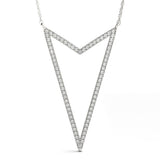 White gold Pavé Set Round Diamond V-Shape Pendant