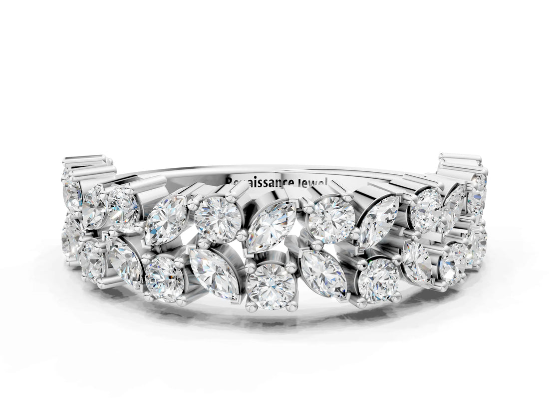 White gold Pave Marquise and Round Diamond Eternity Band with Prong Setting_21