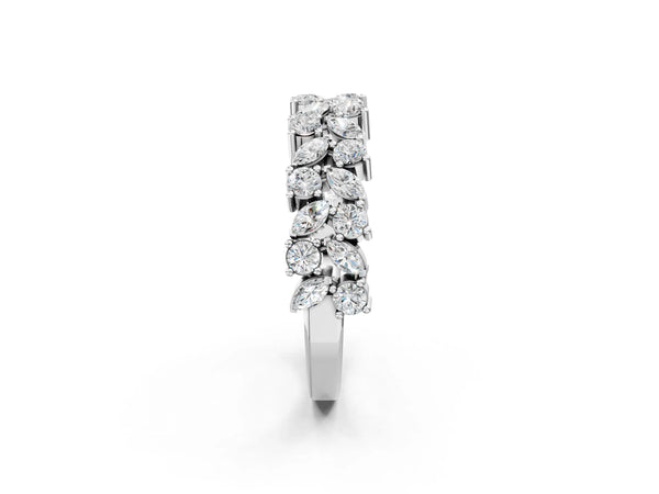 Platinum Pave Marquise and Round Diamond Eternity Band with Prong Setting
