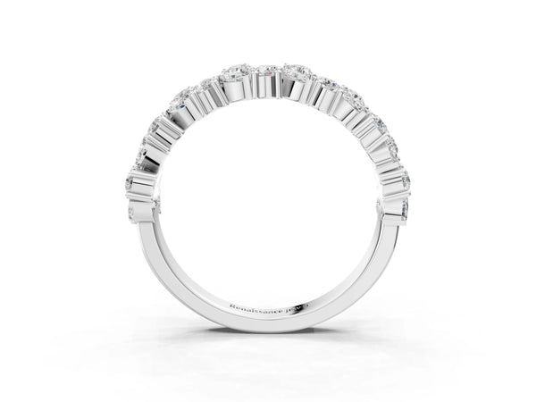 Platinum Pave Marquise and Round Diamond Eternity Band with Prong Setting