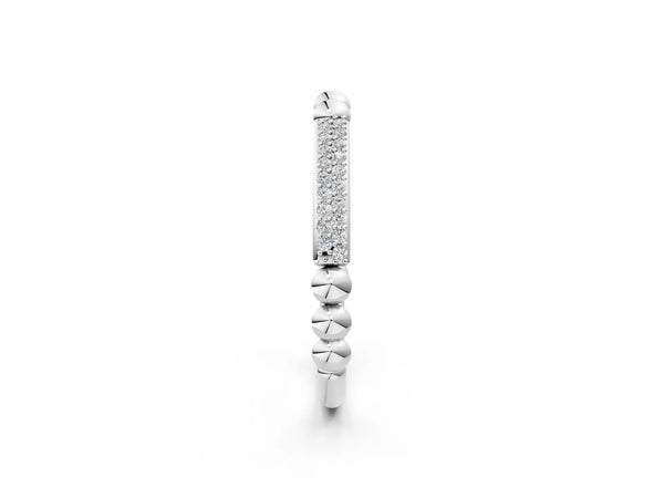 White gold Pave Round Diamond Beaded Band with Shared Prong Setting