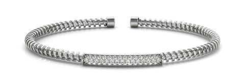 White gold Pave Round Diamond Coil Bracelet with Bezel Setting