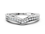 White gold Pave Round Diamond Curved Milgrain Band_12