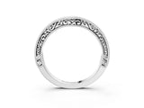 White gold Pave Round Diamond Curved Milgrain Band_15