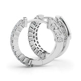 White gold Pave Round Diamond Hoop Earrings with Channel Band and Shared Prong Setting 1