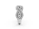 White gold Pave Round Diamond Infinity Twist Band with Shared Prong Setting_37