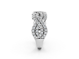 White gold Pave Round Diamond Infinity Twist Band with Shared Prong Setting_46