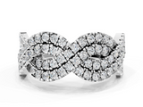 White gold Pave Round Diamond Infinity Twist Band with Shared Prong Setting_52