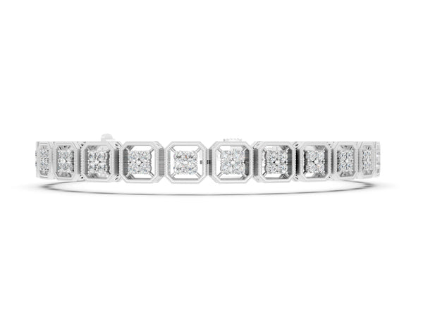 White gold Pave Round Diamond Tennis Bracelet with Milgrain Bezel Setting