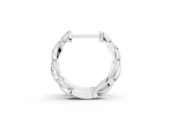 White Gold Round Laboratory-Grown Diamond Pave Twisted Hoop Earrings with Shared Prong Setting