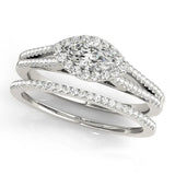 White gold Pave Split Shank Halo Marquise Cut Prong Set Ring 1